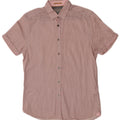 Camisa masculina de manga curta Ted Baker tamanho 3 médio rosa argyle/algodão diamante
