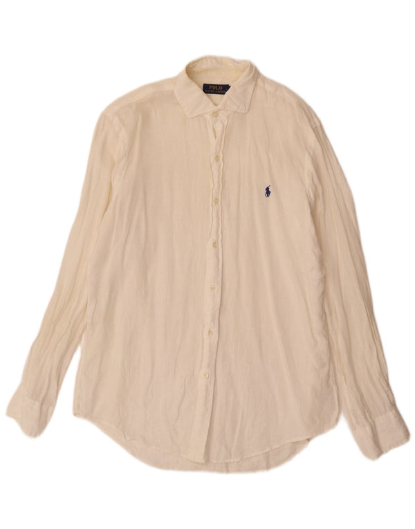 Camisa Polo Ralph Lauren Masculina Média Off White Linho