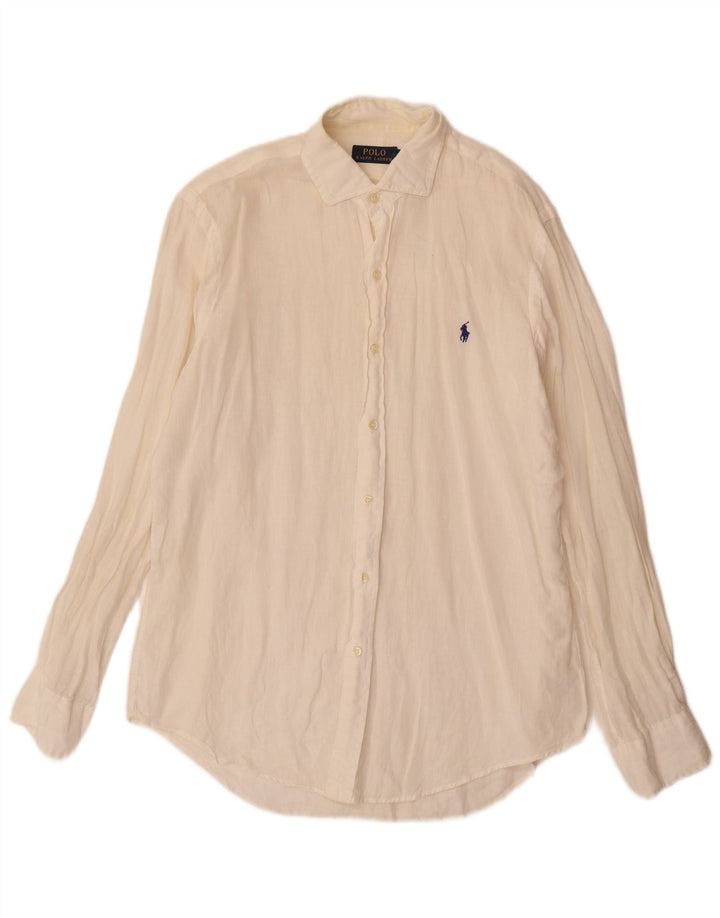 Camisa Polo Ralph Lauren Masculina Média Off White Linho