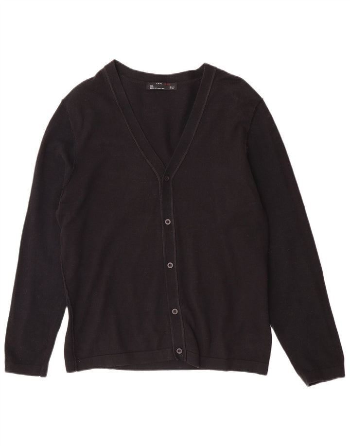 Suéter cardigã masculino Zara grande algodão preto