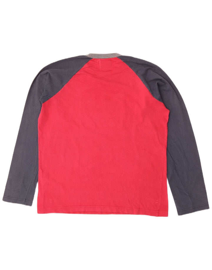 Guru Mens Gráfico Top Manga Longa Grande Colorblock Rosa