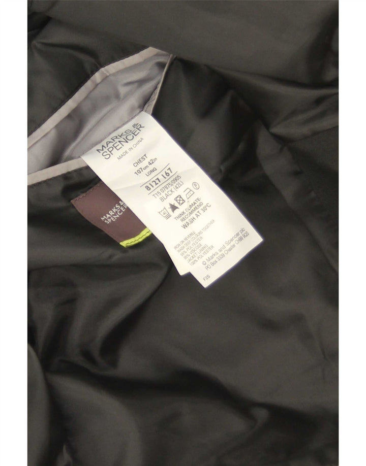Jaqueta blazer masculina de 2 botões Marks & Spencer Reino Unido 42 grande poliéster preto