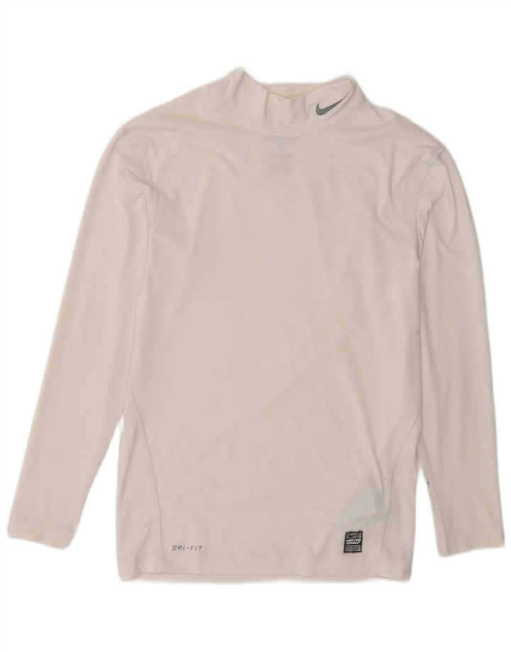 Top de compressão masculino Nike manga longa UK 42/44 grande branco poliéster esportivo