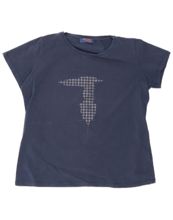 Camiseta feminina Trussardi com estampa gráfica UK 20 2XL azul marinho