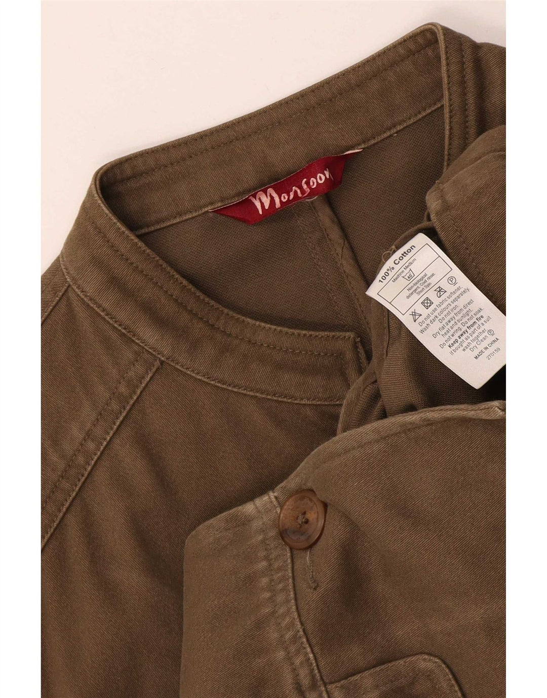 Jaqueta utilitária feminina Monsoon UK 12 algodão cáqui médio