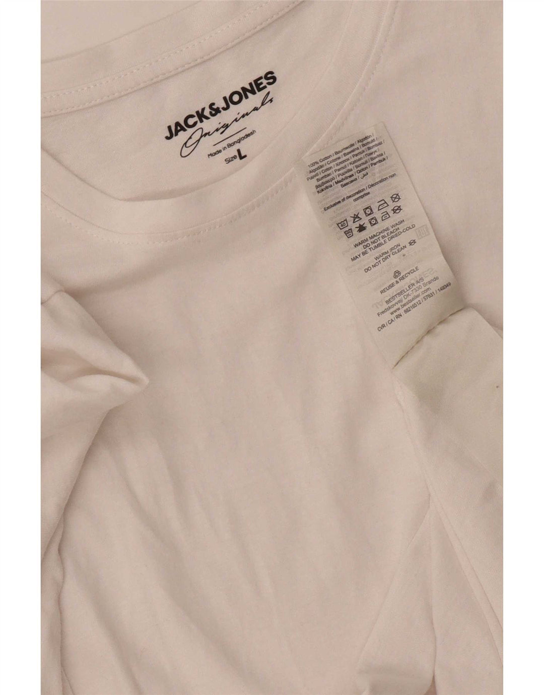 Camiseta masculina Jack & Jones grande algodão branco