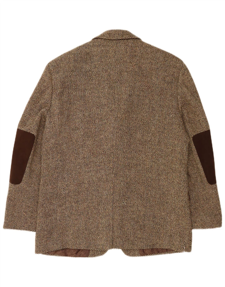 Jaqueta blazer masculina Harris Tweed com 3 botões Reino Unido 38 lã marrom médio