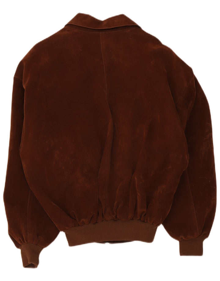 Jaqueta bomber masculina vintage de camurça UK 40 grande marrom