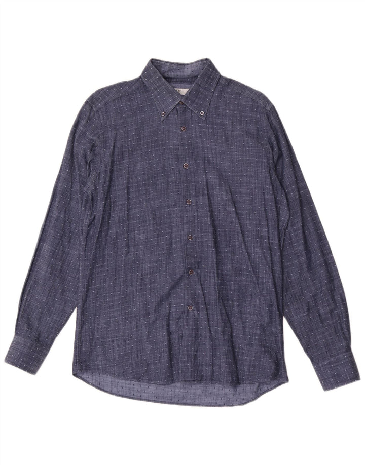 Camisa masculina Coveri de algodão manchado azul marinho médio