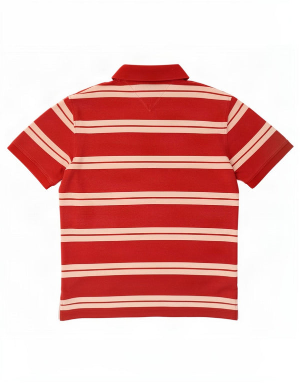 Camisa polo masculina Tommy Hilfiger grande algodão listrado vermelho