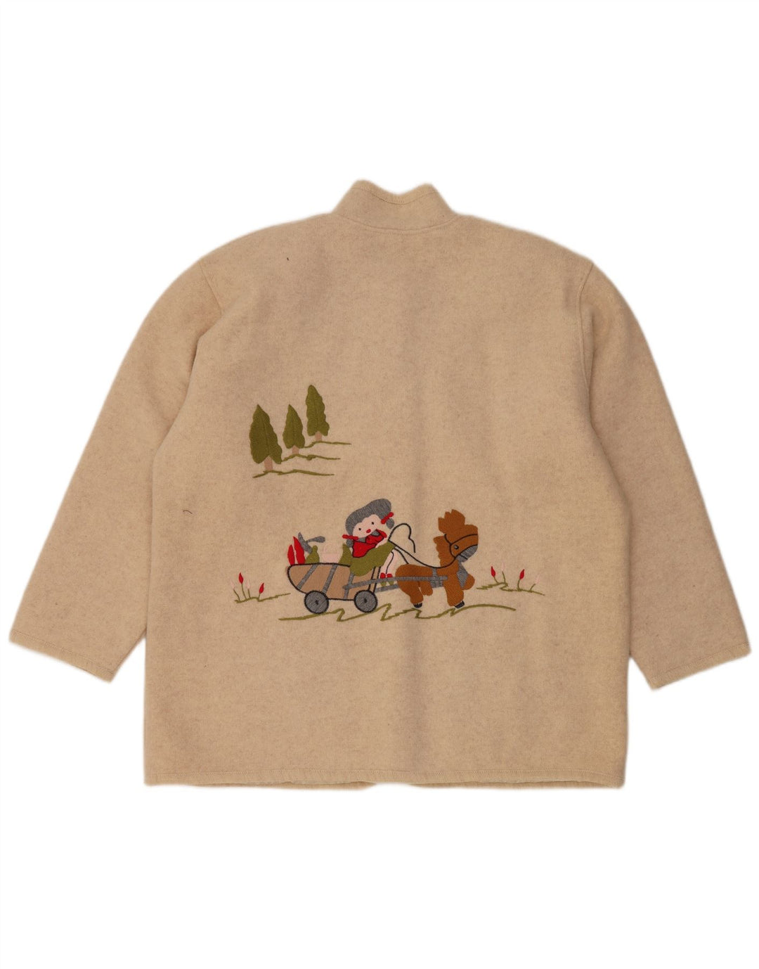 Jaqueta blazer feminina VINTAGE gráfica com 5 botões Reino Unido 14 grande bege