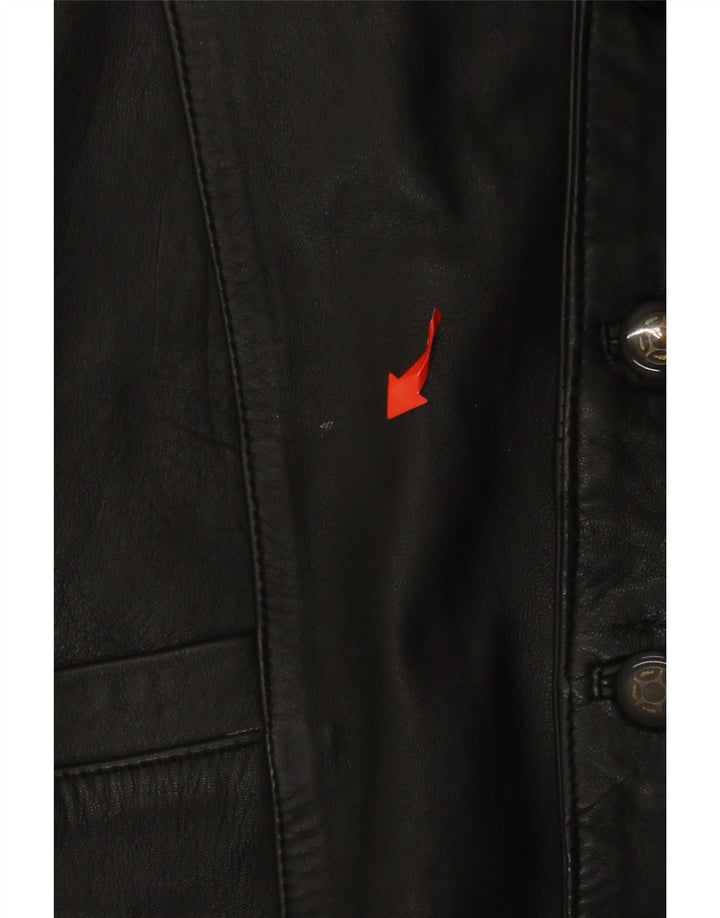 Colete de couro masculino VINTAGE médio preto