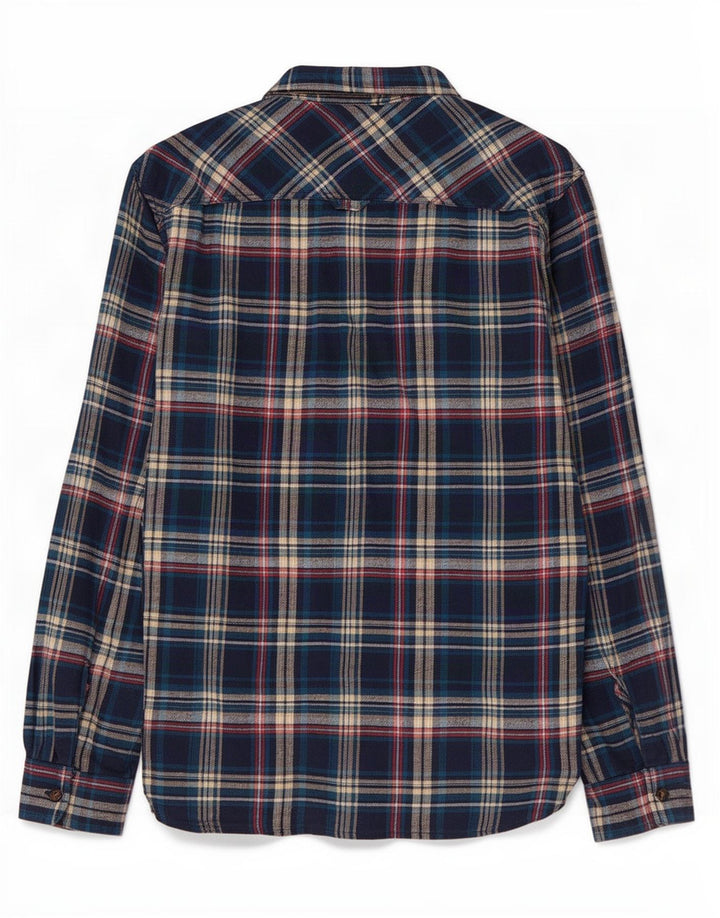 Camisa masculina de flanela White Stuff algodão xadrez azul médio