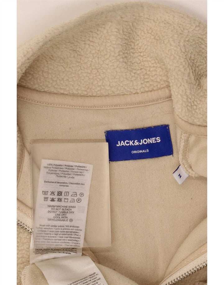 Suéter masculino de lã Jack & Jones com zíper e gola média poliéster bege