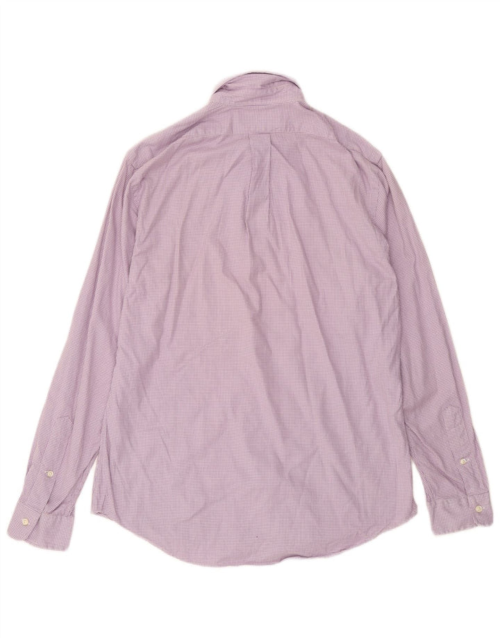 Camisa masculina Ralph Lauren com ajuste personalizado, algodão houndstooth roxo médio