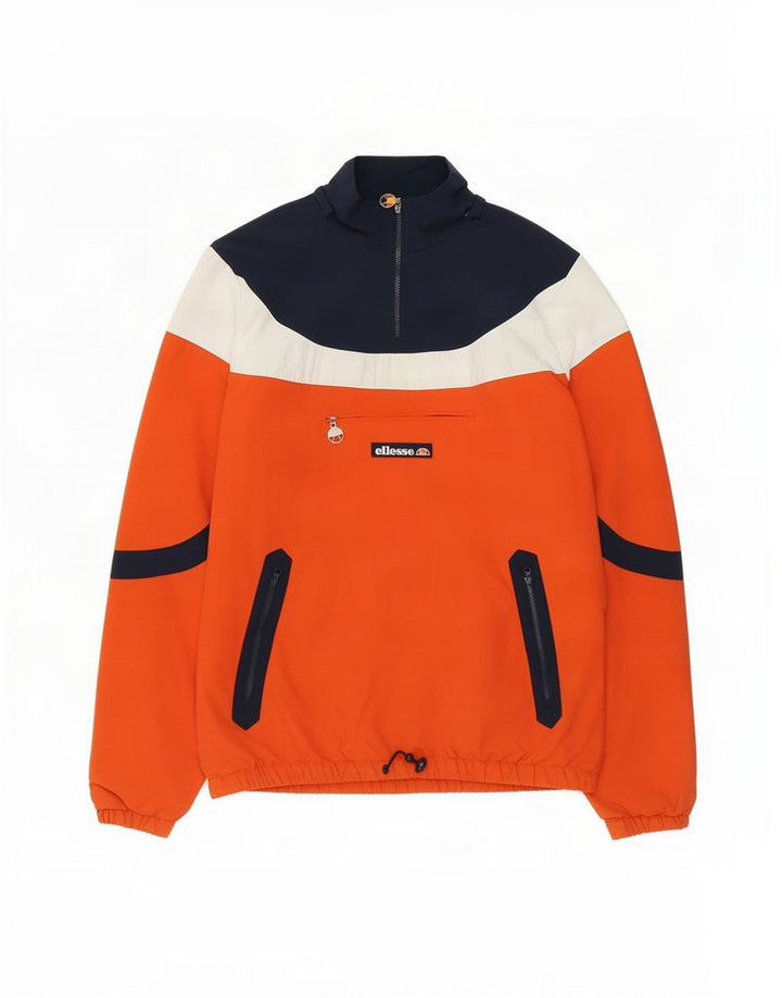 Ellesse Mens Pulôver Treino Top Jaqueta Médio Laranja Colorblock