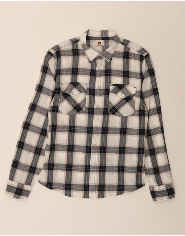 Camisa masculina LEE grande de algodão xadrez preto