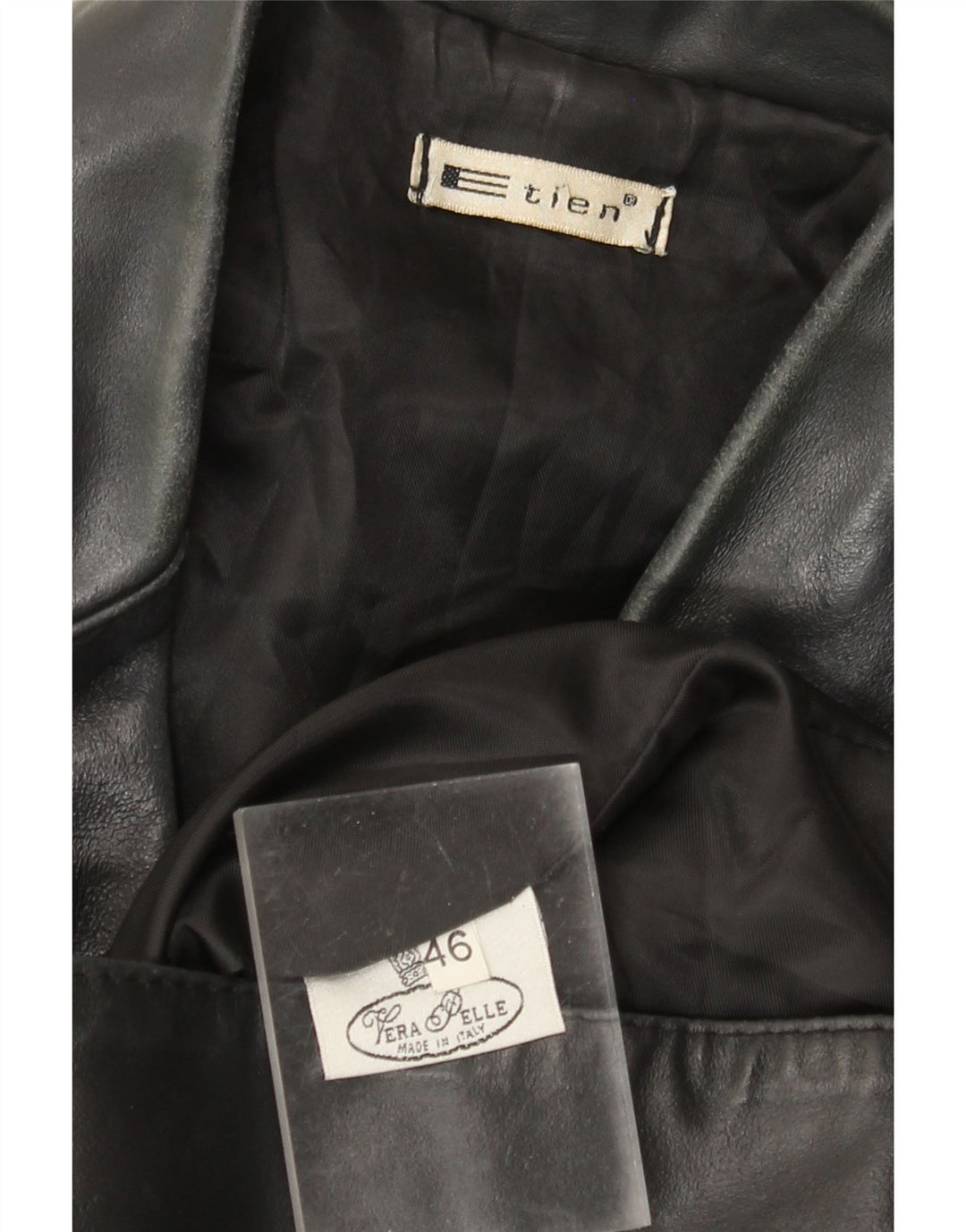 Casaco de couro feminino VINTAGE IT 46 grande couro preto