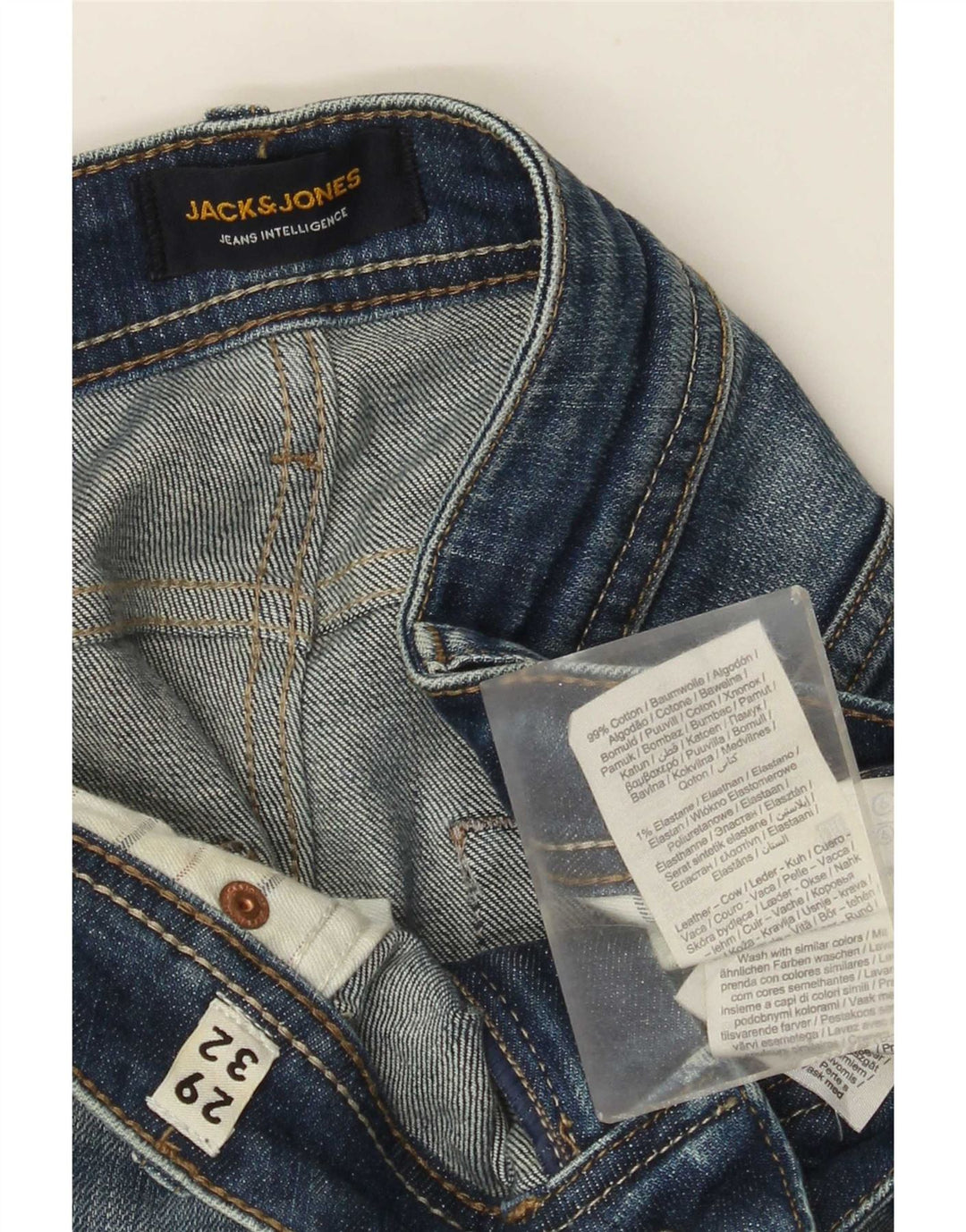 Jeans masculinos Jack & Jones Slim W29 L32 algodão azul