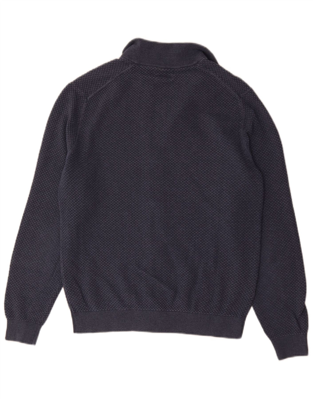 Suéter masculino Massimo Dutti com zíper completo e algodão azul marinho pequeno