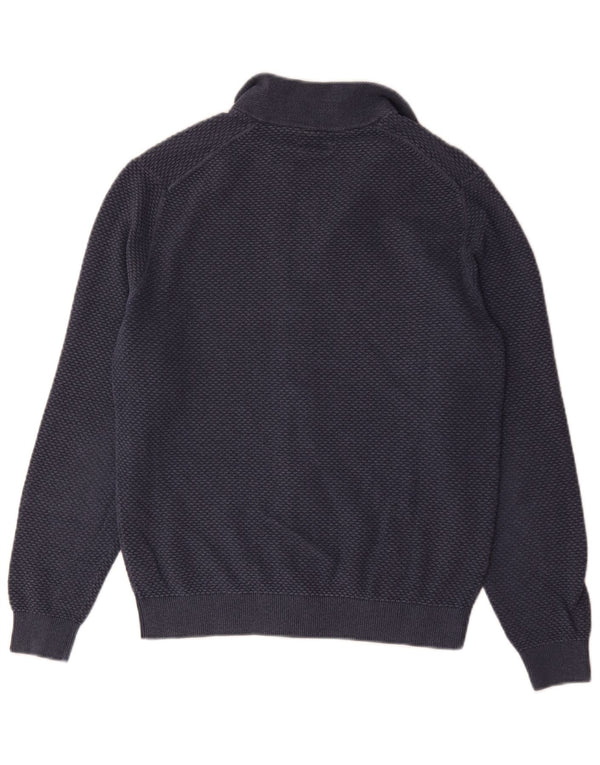 Suéter masculino Massimo Dutti com zíper completo e algodão azul marinho pequeno