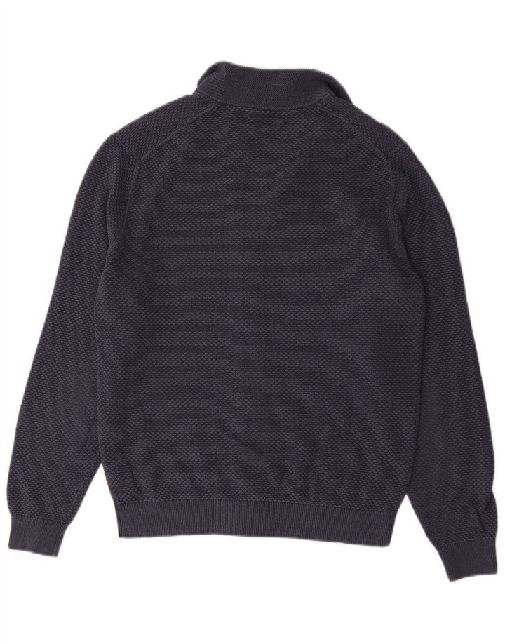 Suéter masculino Massimo Dutti com zíper completo e algodão azul marinho pequeno