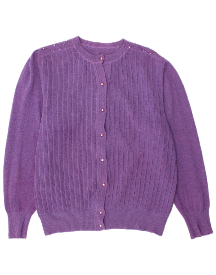 Suéter cardigã feminino VINTAGE UK 14 roxo médio