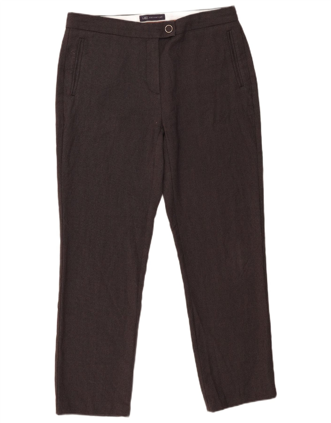 Calça casual justa feminina Marks & Spencer Reino Unido 12 médio W30 L27 cinza
