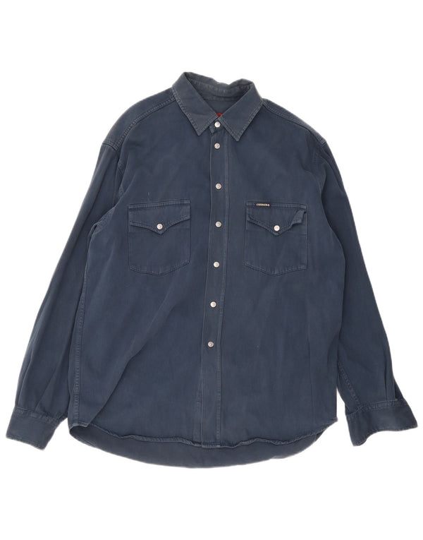 Camisa jeans masculina Carrera tamanho 39/40 algodão azul marinho médio