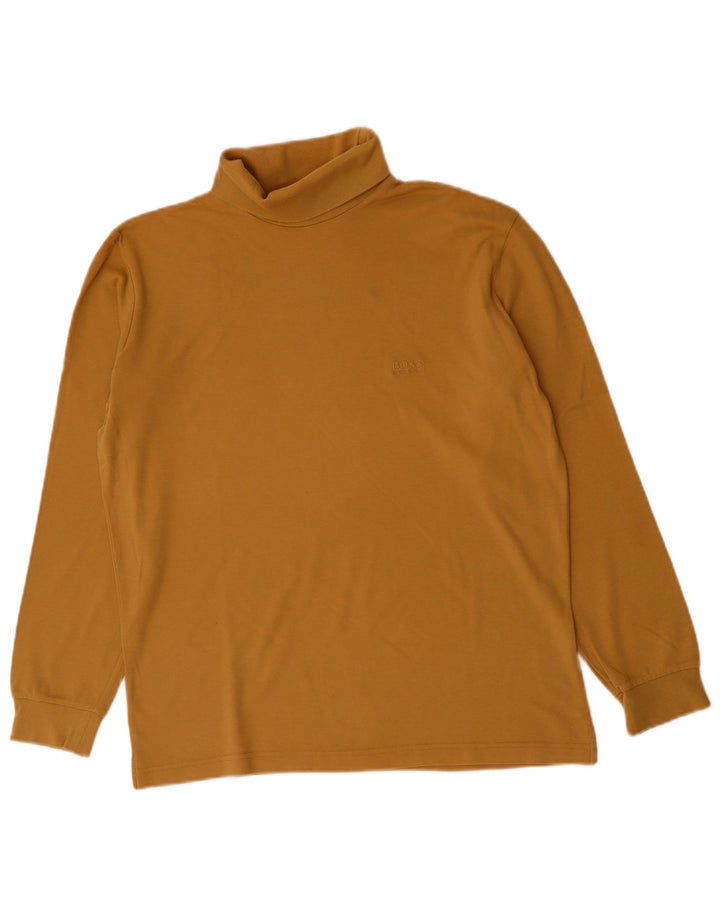 Hugo Boss Mens Roll Neck Top Manga Longa Médio Algodão Bege