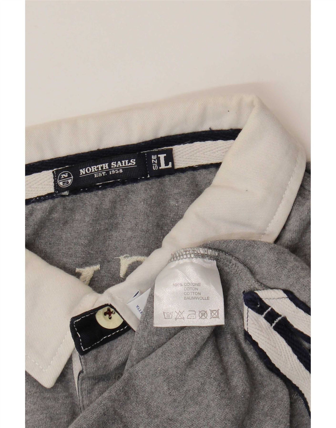 Camisa polo masculina de rugby gráfica North Sails grande bloco colorido cinza
