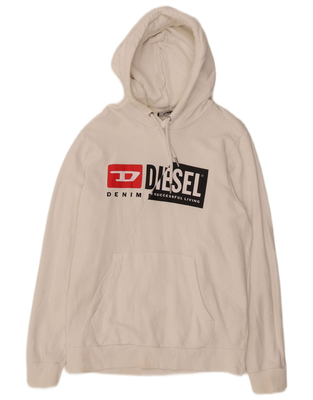 DIESEL moletom com capuz gráfico masculino médio algodão branco