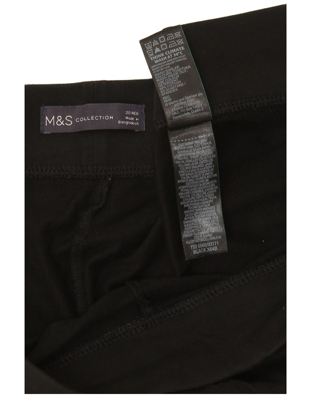 Leggings femininos Marks & Spencer UK 20 2XL algodão preto