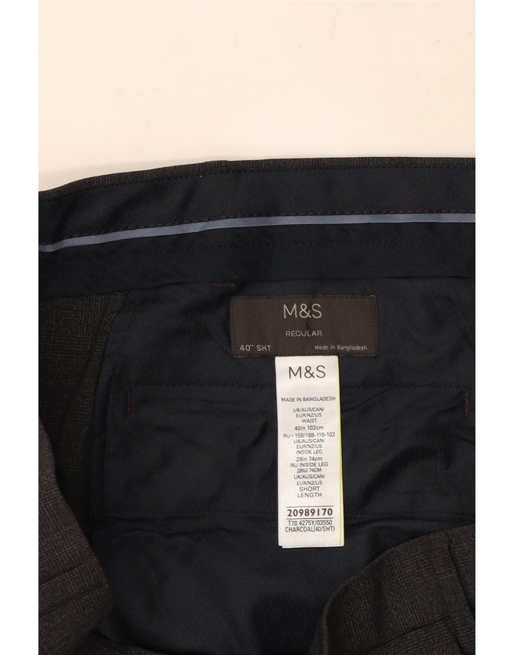 Calça chino masculina MARKS & SPENCER regular fit W40 L28 poliéster cinza