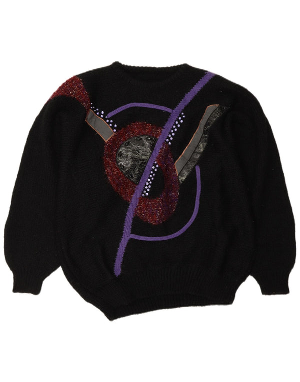 Suéter feminino C&A com gola redonda e gráfico UK 18 XL preto acrílico