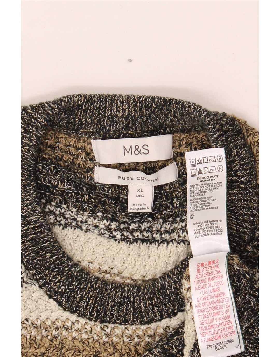 Suéter masculino Marks & Spencer com gola redonda XL listrado multicolorido