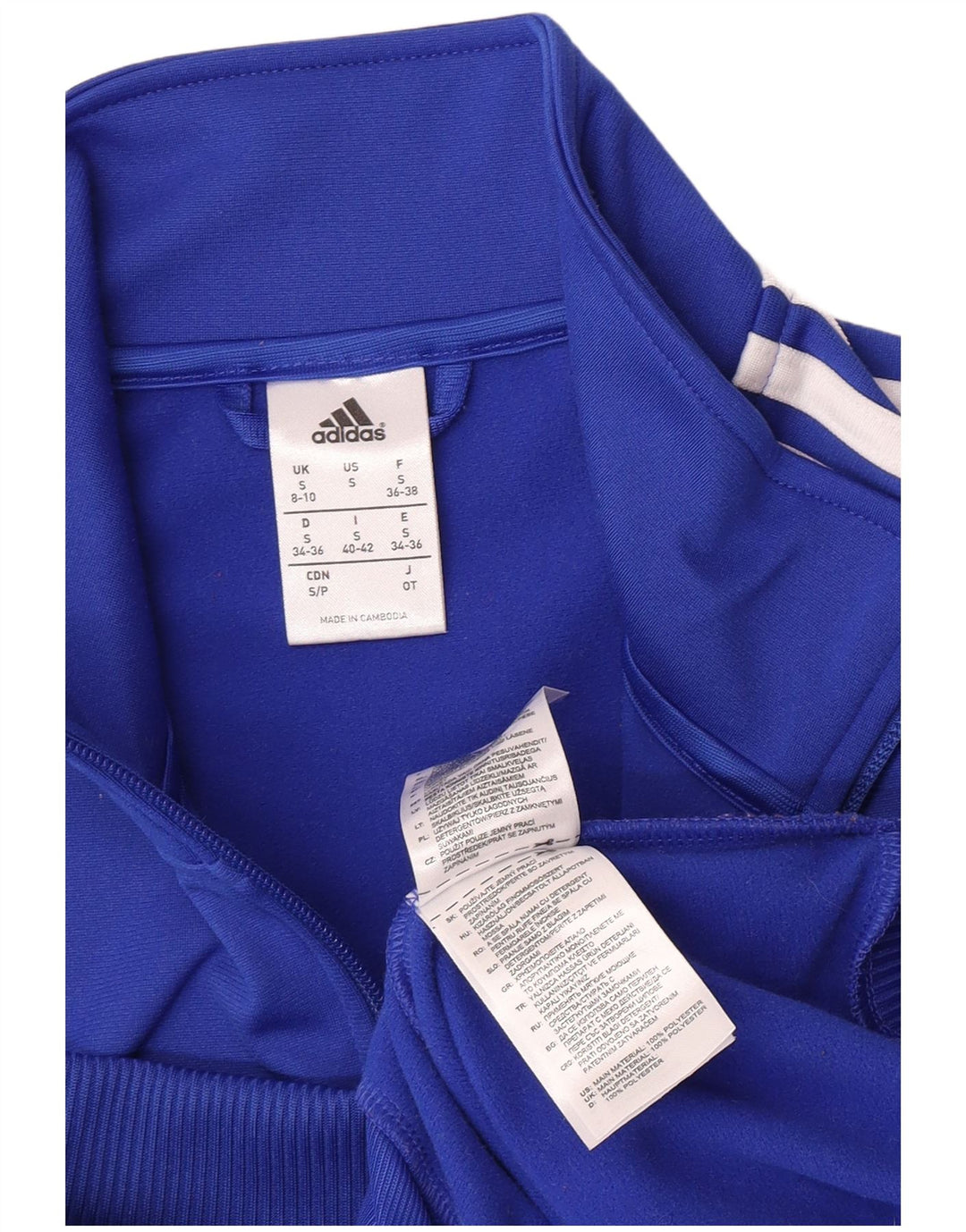 Adidas Womens Tracksuit Top Jacket UK 8/10 Pequeno Azul Poliéster