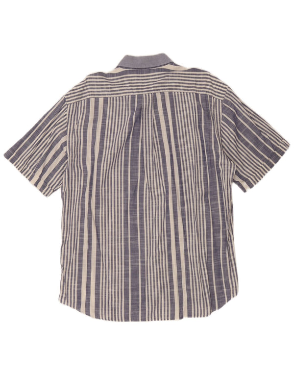 Camisa masculina de manga curta Navigare XL algodão listrado azul