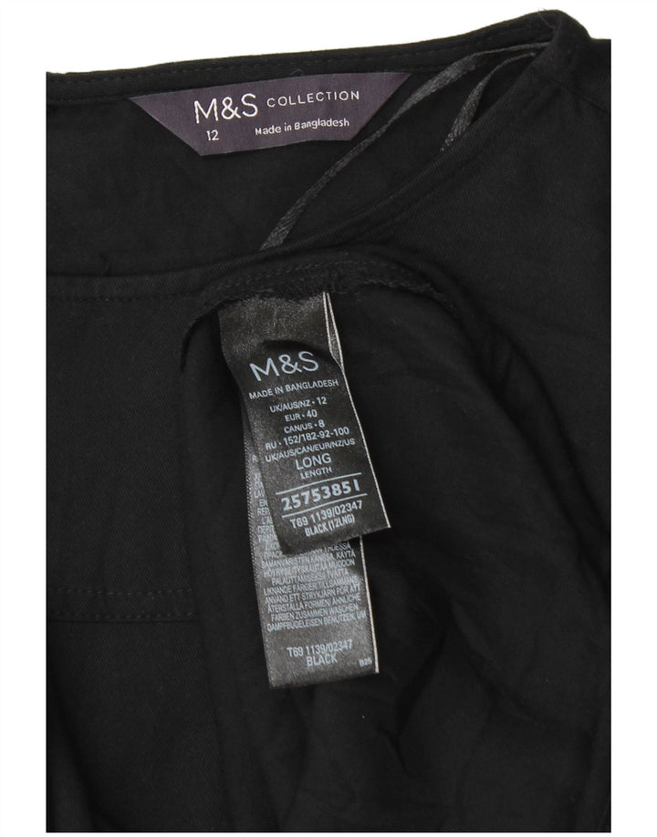 Vestido feminino Marks & Spencer manga 3/4, UK 12, viscose preta média