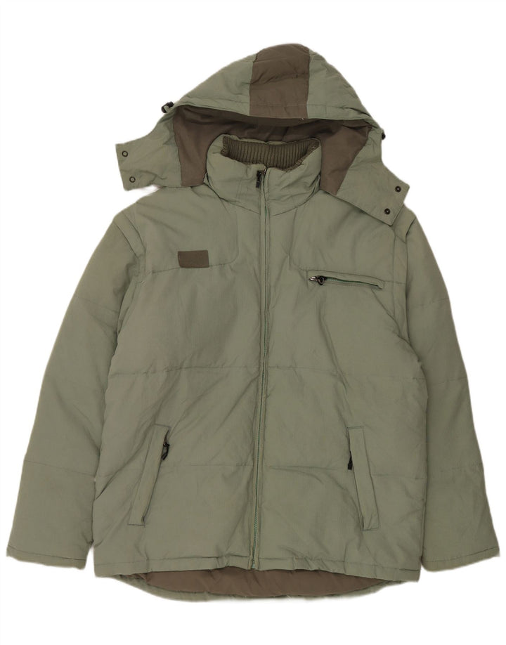 Jaqueta masculina Fila com capuz acolchoada UK 40 grande poliamida verde