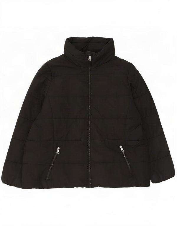 Jaqueta feminina acolchoada com capuz Marks & Spencer UK 22 3XL poliéster preto