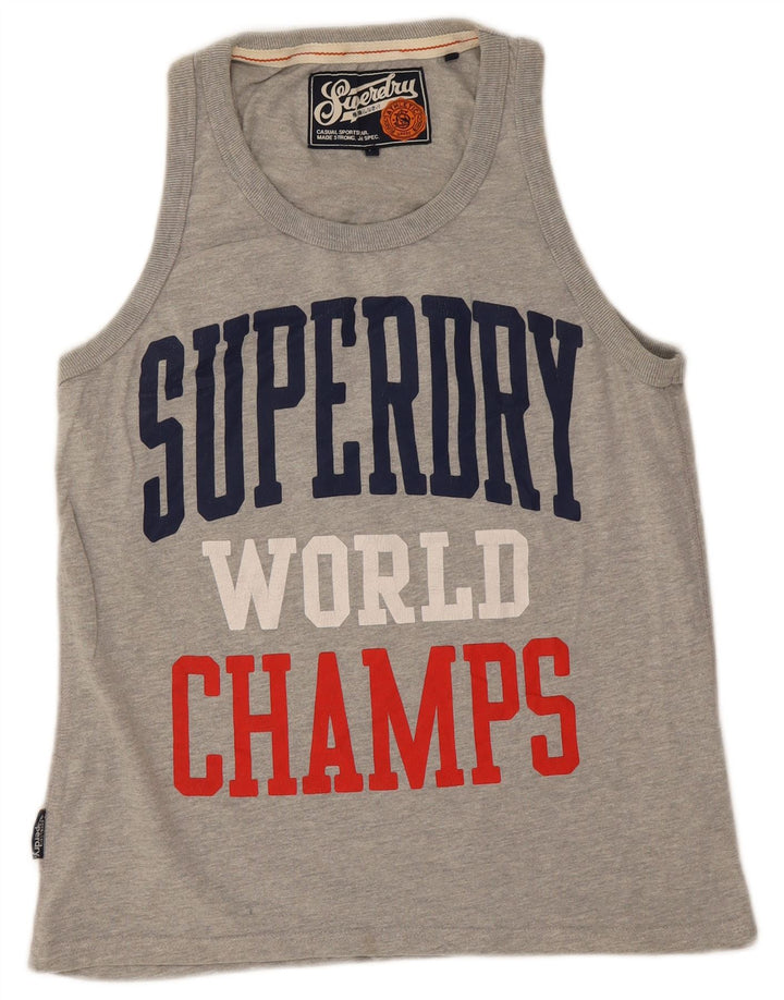 Superdry Mens Graphic Vest Top Grande Algodão Cinza