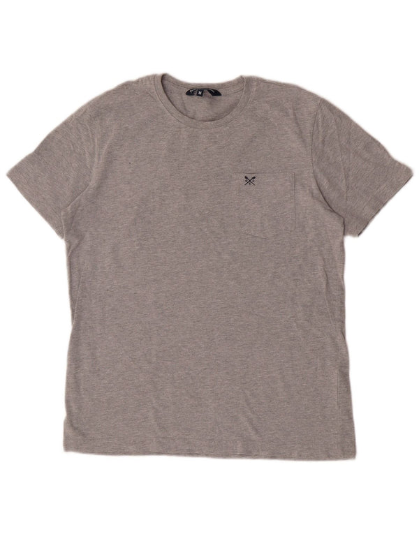 Camiseta masculina Crew Clothing Top algodão cinza médio