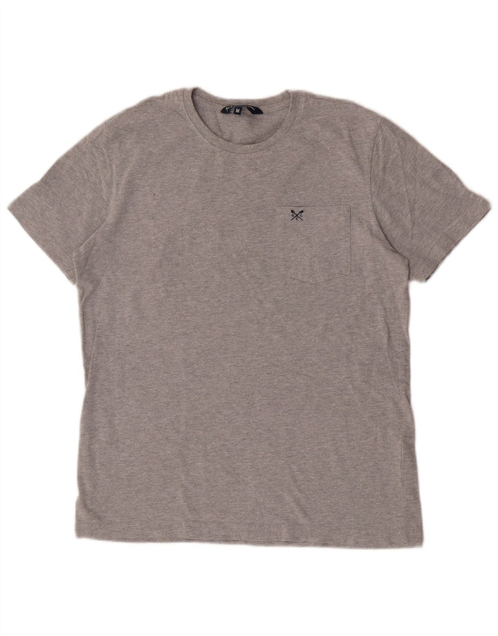 Camiseta masculina Crew Clothing Top algodão cinza médio