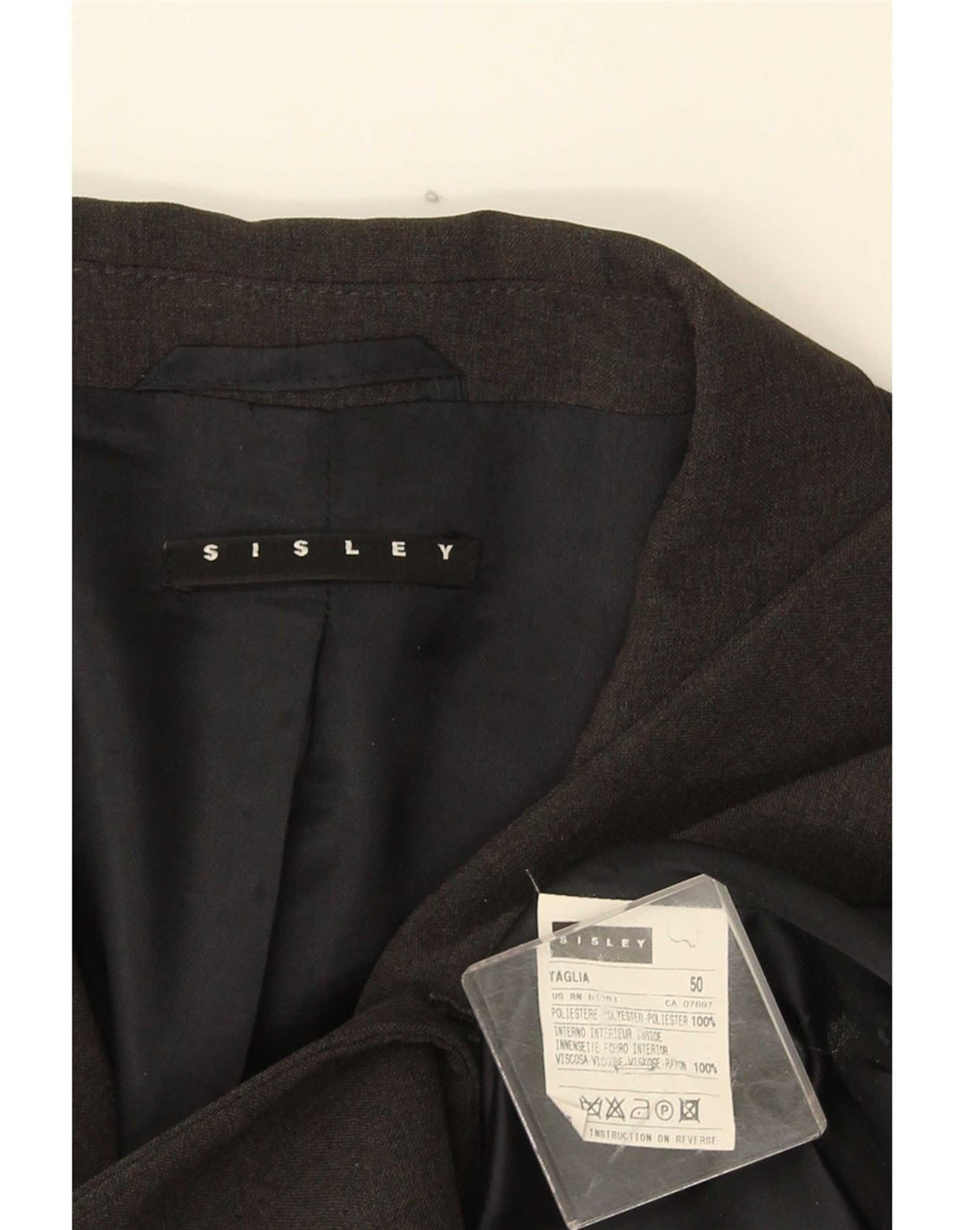 Jaqueta Blazer Sisley Masculina com 4 Botões IT 50 Grande Poliéster Cinza