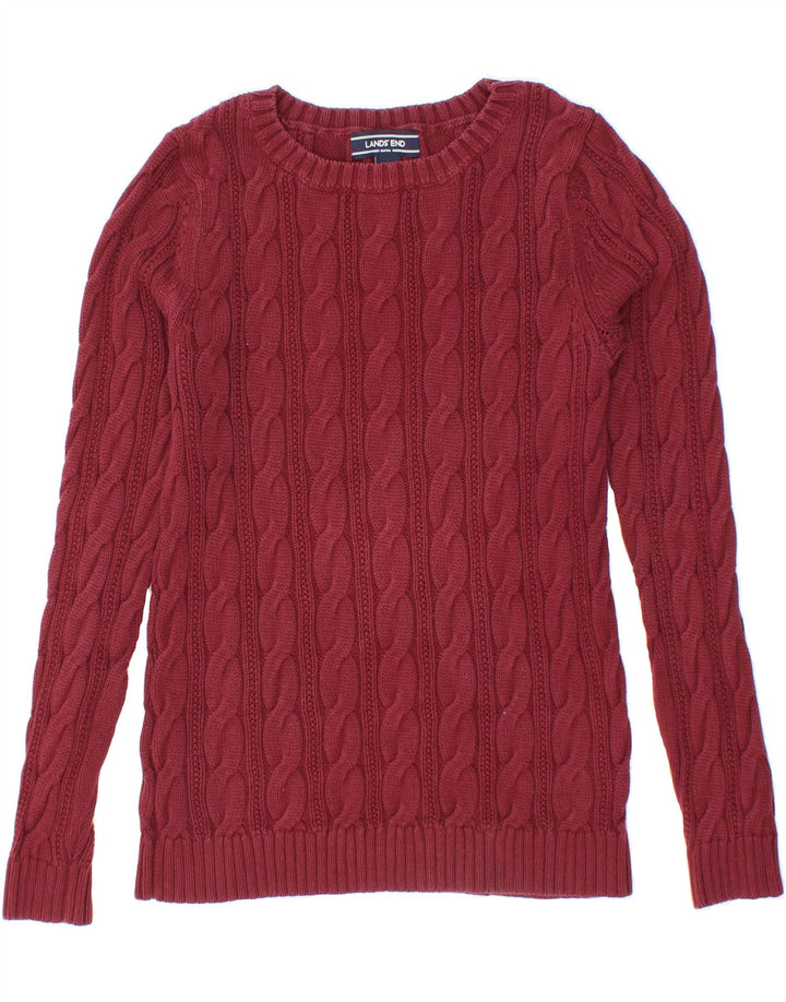 LANDS END Womens Boat Neck Jumper Sweater US 2/4 XS Maroon Cotton Vintage Lands End and Second-Hand Lands End from Messina Hembry 