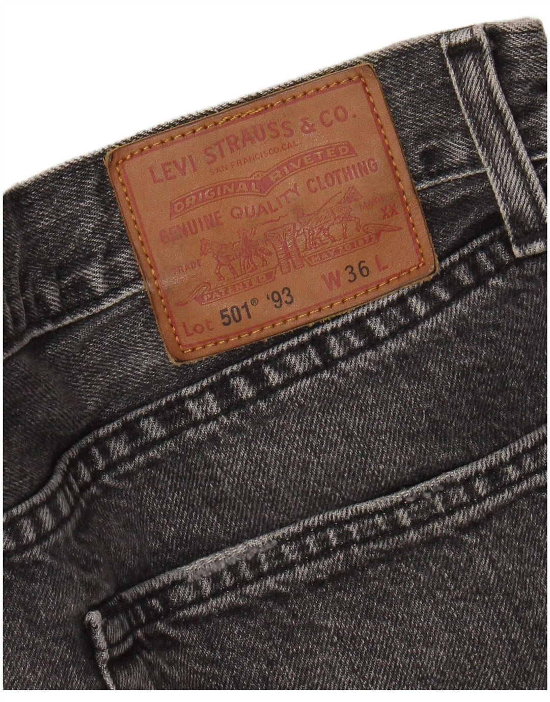 Shorts jeans masculino 501 da Levi's W36 grande algodão cinza