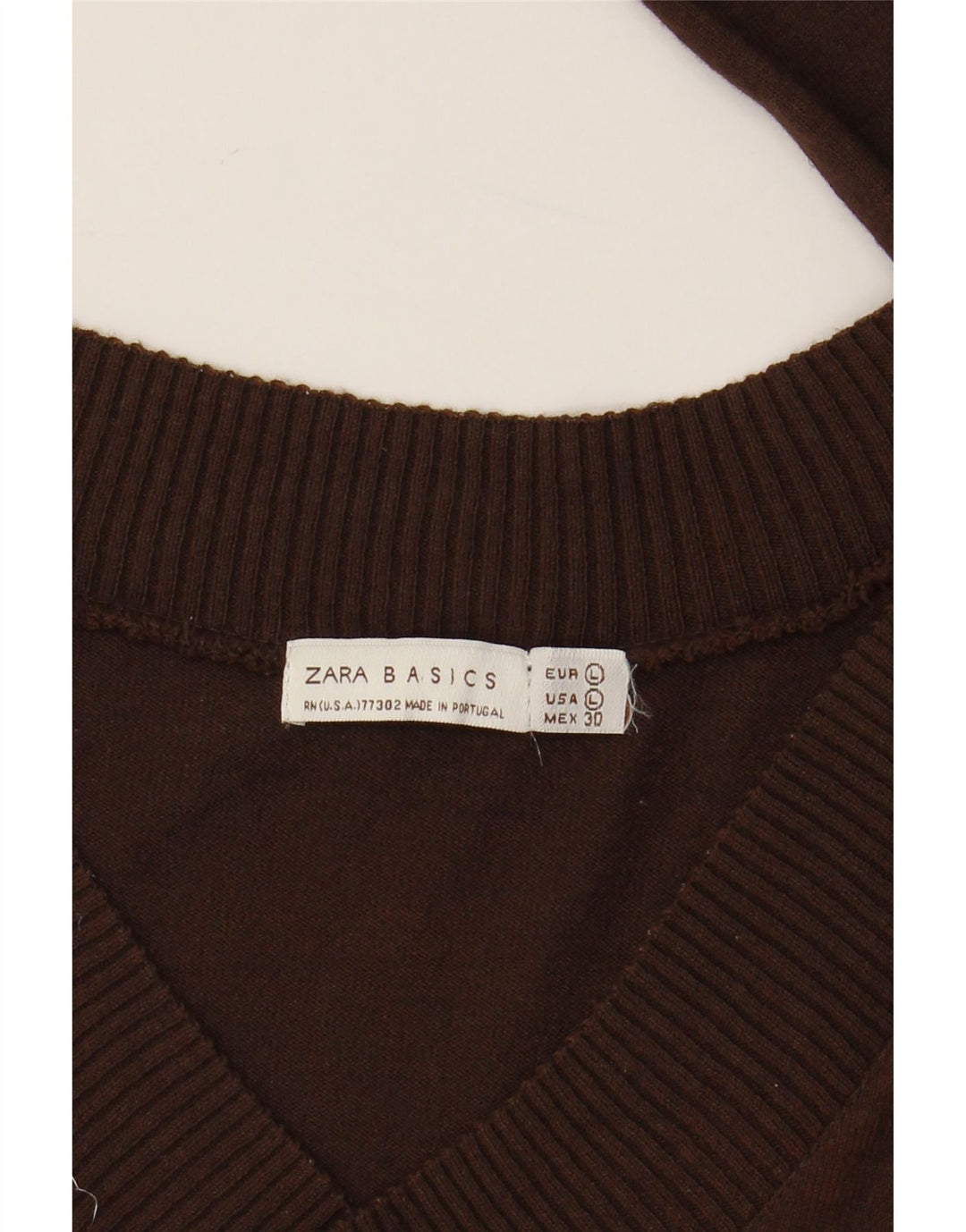 Top feminino Zara de manga comprida UK 14 grande viscose marrom