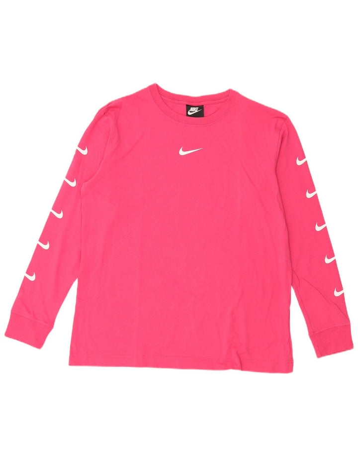 Top gráfico feminino NIKE de manga comprida UK 14 médio rosa algodão
