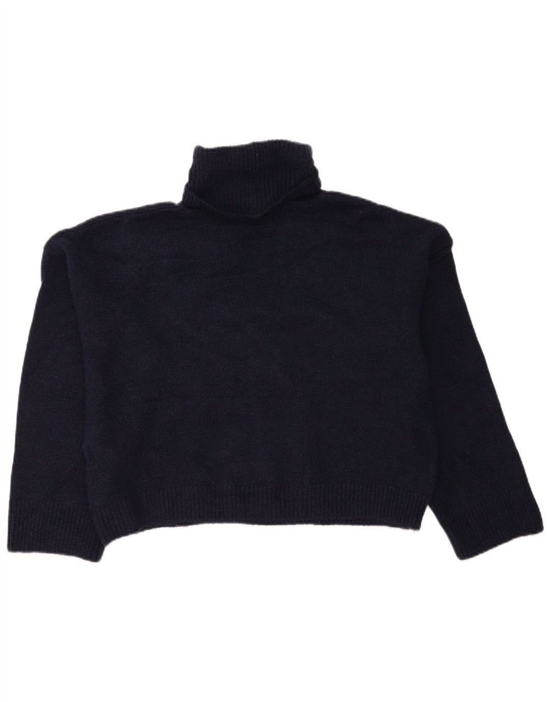 Suéter feminino Zara com gola alta e gola alta Reino Unido 10 pequeno azul marinho